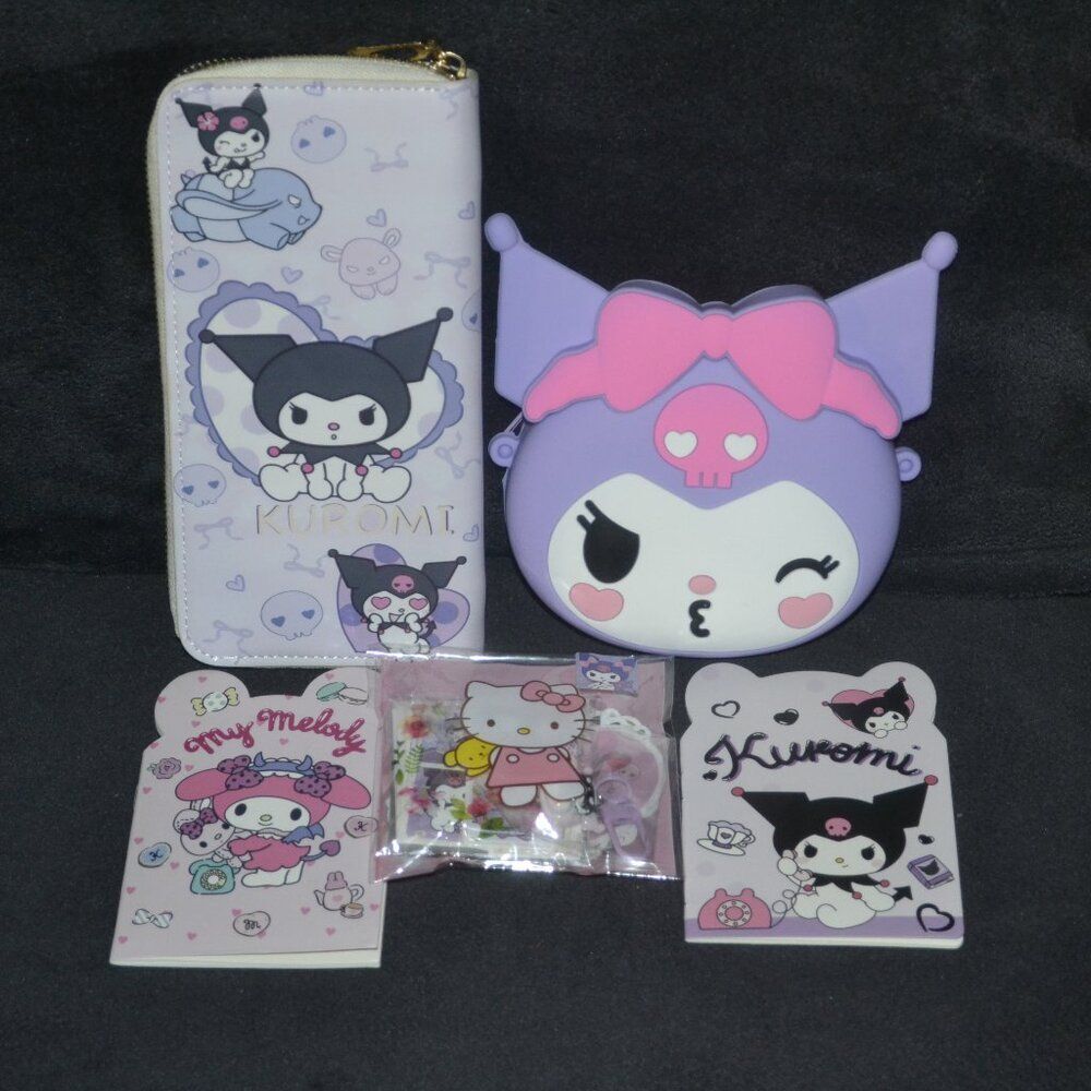 Purple Kuromi Kissy Face Mini Crossbody Bag & Wallet Birthday Gift Set